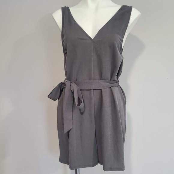 Zara Pants - Zara V-Neck Grey Romper